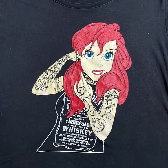 Disney Punk ARIEL Black TShirt Tattooed Rock Goth Emo Grunge Little Mermaid Red - Picture 4 of 14